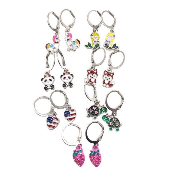 Jewelry - Set of 7 huggy hoop charm earrings